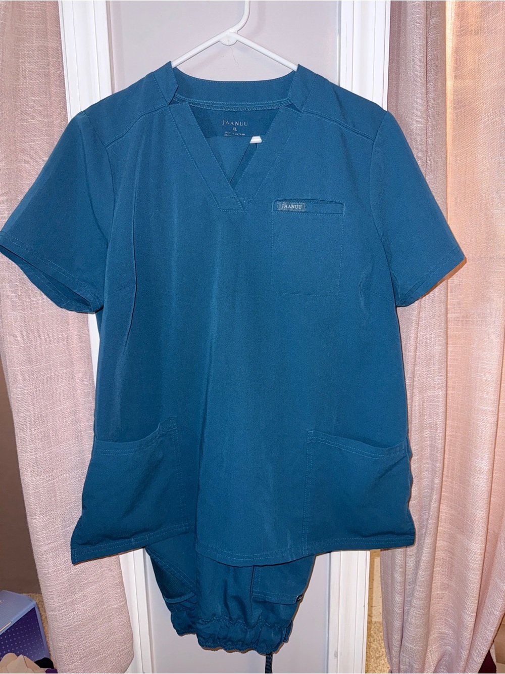 Jaanuu Teal V-Neck Scrub Set